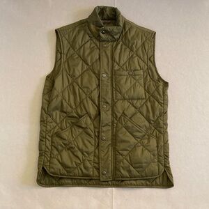 J. Crew Army Green Outerwear Quilted Vest Full Zip Snap Front Men's Small